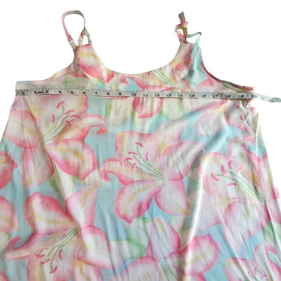 Tommy Bahama Floral Sleeveless Ruffle Hem Gown M/M Adjustable spaghetti straps - Picture 3 of 11